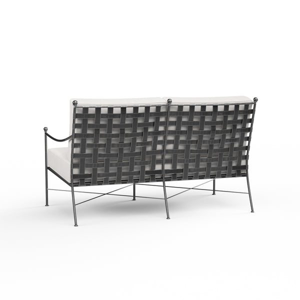 Safavieh Provence Loveseat In Canvas Flax W/ Self Welt - Pewter | Sunset West - SW3201-22-FLAX-STKIT