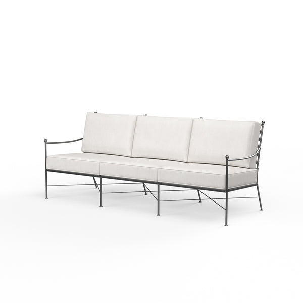 safavieh Provence Sofa in Canvas Flax w/ Self Welt - Pewter | Sunset West - SW3201-23-FLAX-STKIT