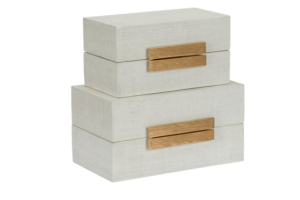 safavieh Raffia Boxes - White (S2) | Chelsea House - 385491