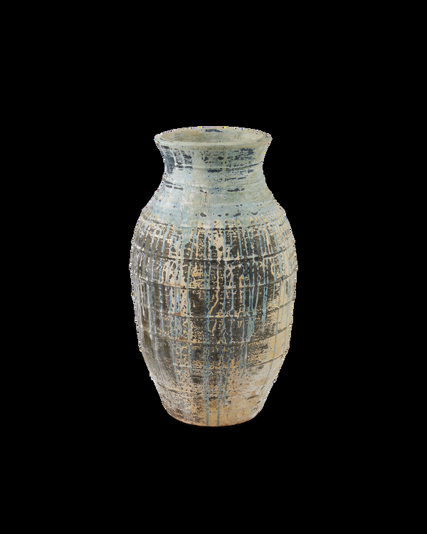 safavieh Ragusa Large Antique Blue Drip Urn | Currey & Co - 2200-0062