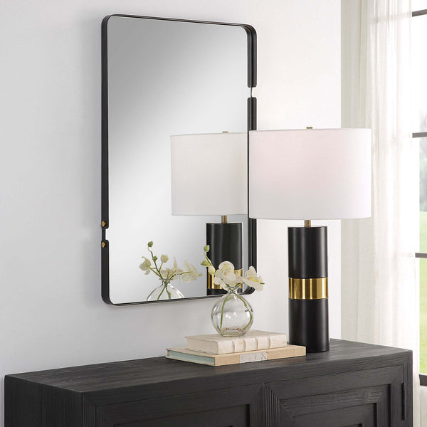 Safavieh Rectangle Home Decor Matte Black And Gold Mirror