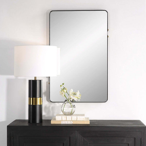 safavieh Rectangle Home Decor Matte Black and Gold Mirror
