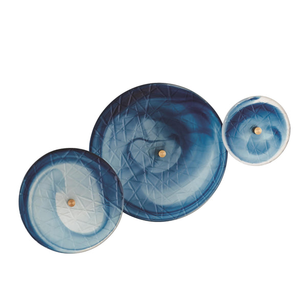 Safavieh S/3 Crosshatched Wall Discs-Blue Swirl | Global Views - 8.82600
