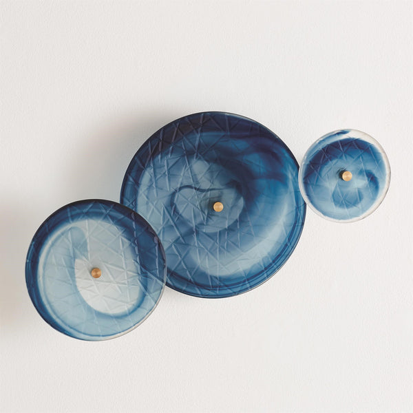 safavieh S/3 Crosshatched Wall Discs-Blue Swirl | Global Views - 8.82600
