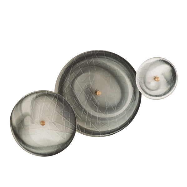 Safavieh S/3 Crosshatched Wall Discs-Grey Swirl | Global Views - 8.82599