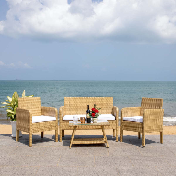 safavieh Safavieh Aboka 4 Piece Living Set - Natural / White