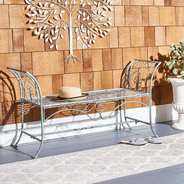 Safavieh Safavieh Adina Wrought Iron 51.25 Inch W Outdoor Garden Bench - Antique Green
