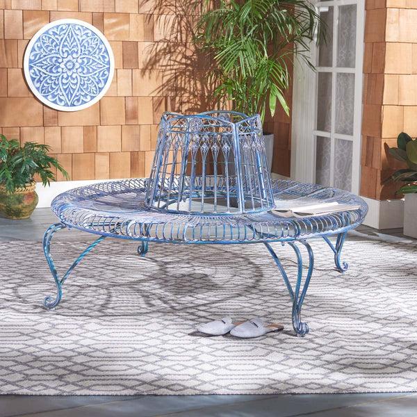 Safavieh Safavieh Ally Darling Wrought Iron 60.25 Inch W Outdoor Tree Bench - Mossy Blue