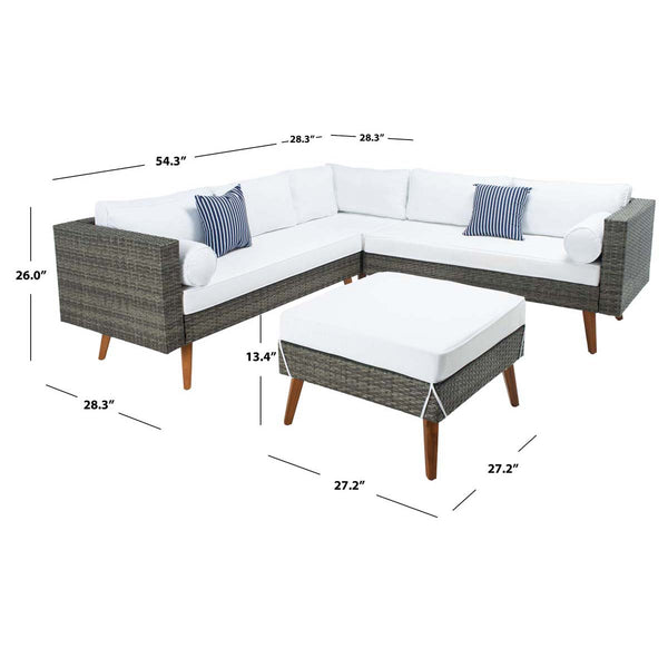 Safavieh Safavieh Analon Outdoor Sectional - Grey Brown / White