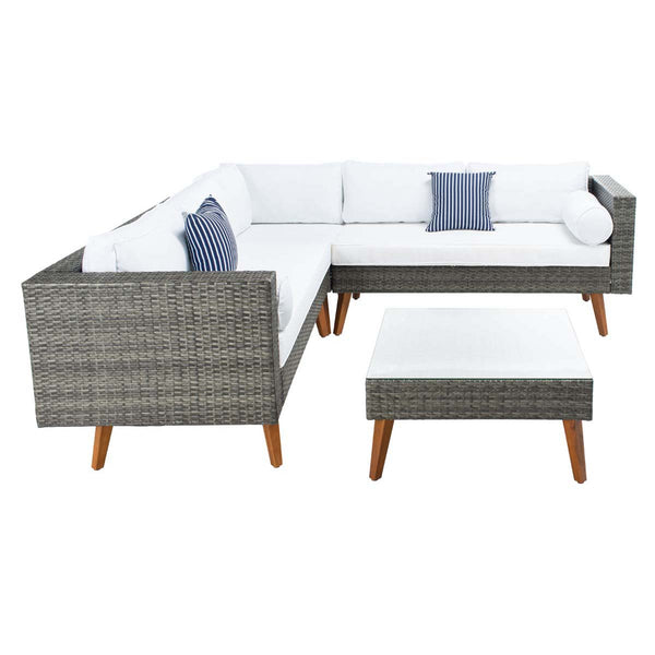 safavieh Safavieh Analon Outdoor Sectional - Grey Brown / White