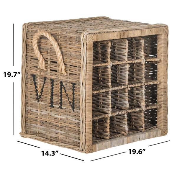 Safavieh Safavieh Aziza 16 Bottle Wicker Wine Rack - Grey