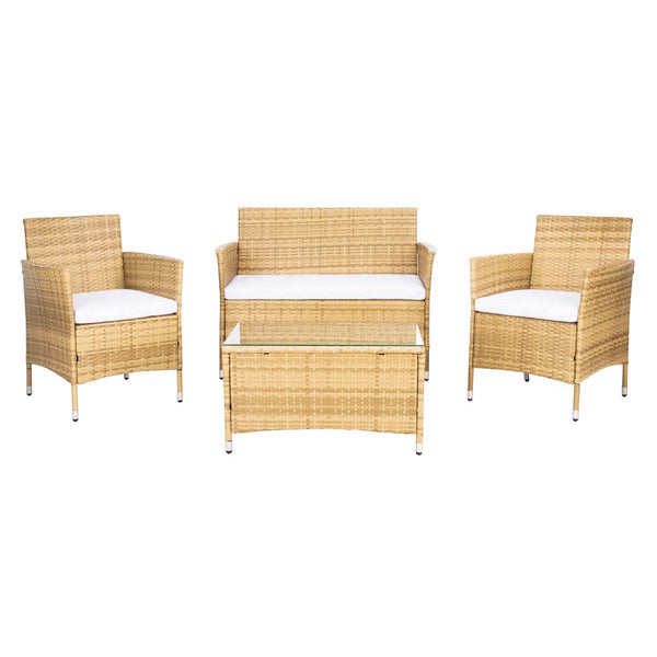 safavieh Safavieh Bandele 4 Piece Living Set - Natural / White