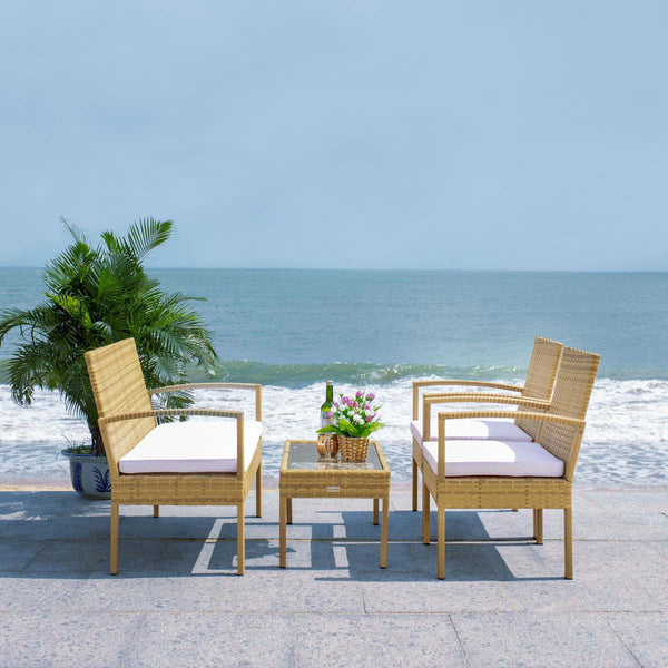Safavieh Safavieh Bassey 4 Piece Living Set - Natural / White