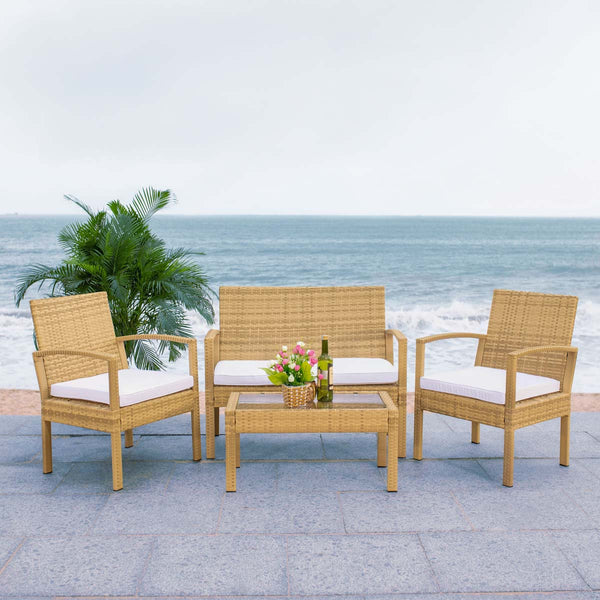safavieh Safavieh Bassey 4 Piece Living Set - Natural / White