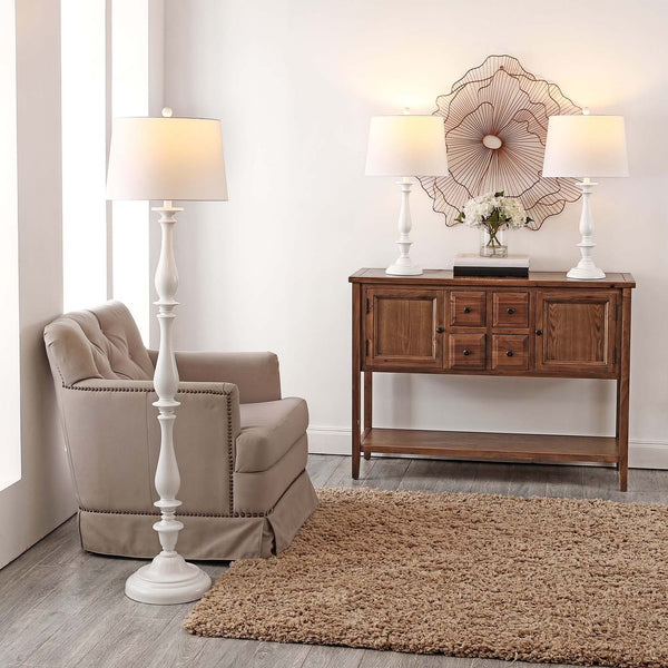 Safavieh Safavieh Bessie Candlestick Floor And Table Lamp Set - White