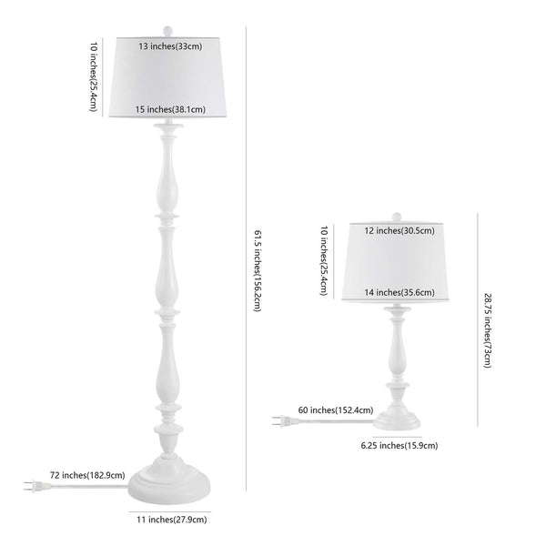 Safavieh Safavieh Bessie Candlestick Floor And Table Lamp Set - White