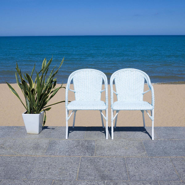 safavieh Safavieh California Armchair - Baby Blue / White (Set of 2)