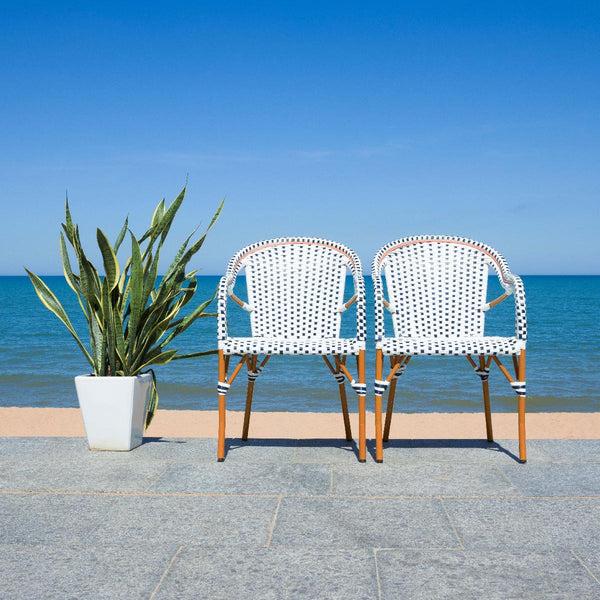 Safavieh Safavieh California Armchair - White / Navy (Set Of 2)