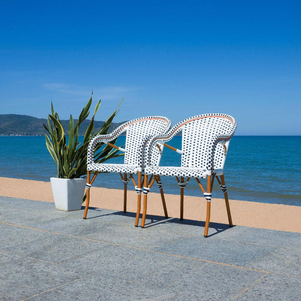 Safavieh Safavieh California Armchair - White / Navy (Set Of 2)