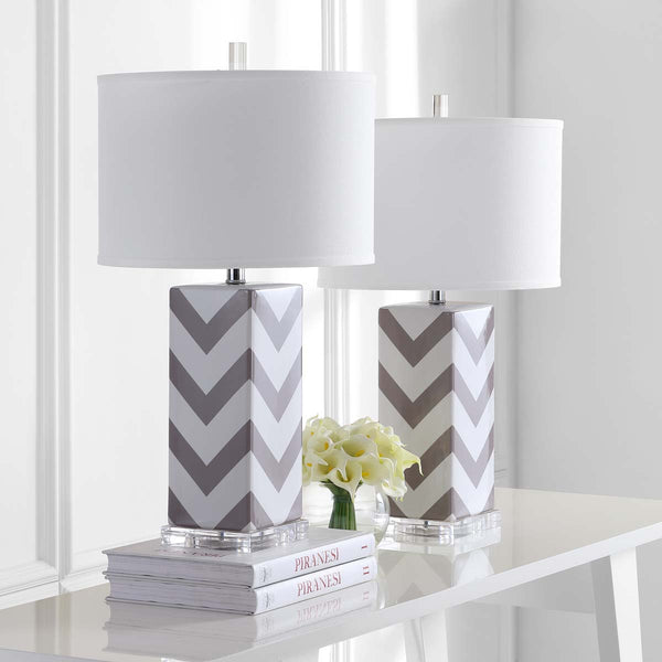 Safavieh Safavieh Chevron 27 Inch H Stripe Table Lamp-Grey (Set Of 2)