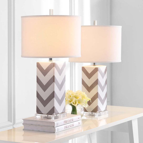 Safavieh Safavieh Chevron 27 Inch H Stripe Table Lamp-Grey (Set Of 2)