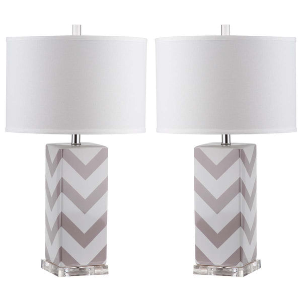 safavieh Safavieh Chevron 27 Inch H Stripe Table Lamp-Grey (Set of 2)