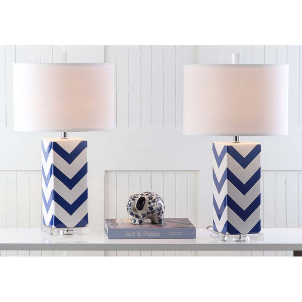 Safavieh Safavieh Chevron 27 Inch H Stripe Table Lamp-Navy (Set Of 2)