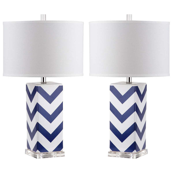 safavieh Safavieh Chevron 27 Inch H Stripe Table Lamp-Navy (Set of 2)