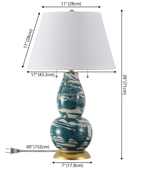 Safavieh Safavieh Color Swirls 28 Inch H Glass Table Lamp-Light Blue/White (Set Of 2)