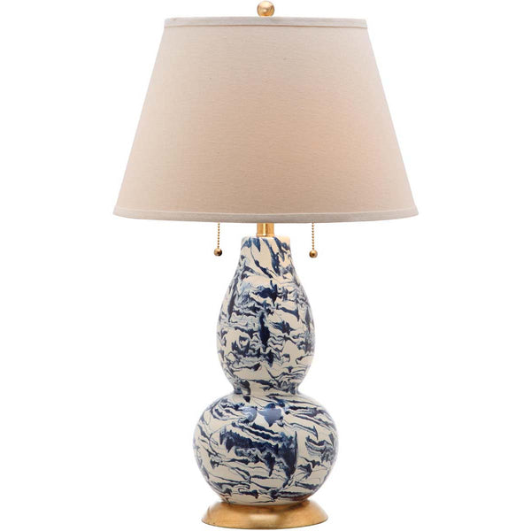 Safavieh Safavieh Color Swirls 28 Inch H Glass Table Lamp - Navy / White