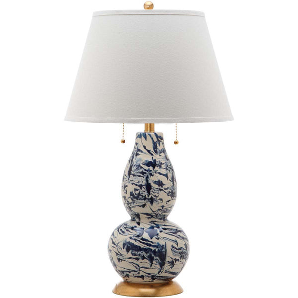 safavieh Safavieh Color Swirls 28 Inch H Glass Table Lamp - Navy / White