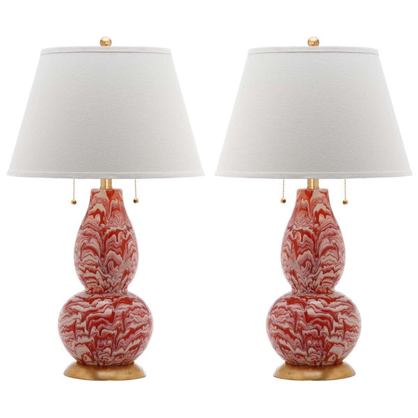safavieh Safavieh Color Swirls 28 Inch H Glass Table Lamp-Orange/White (Set of 2)