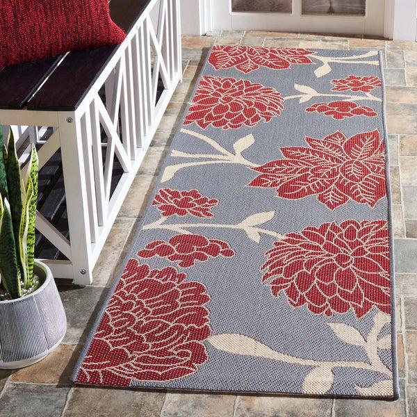 safavieh Safavieh Courtyard Rug CY7321-246A11 - Anthracite / Red