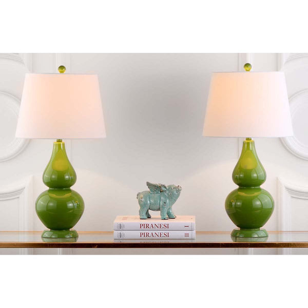 Safavieh Safavieh Cybil 26 Inch H Double Gourd Lamp - Green (Set Of 2)