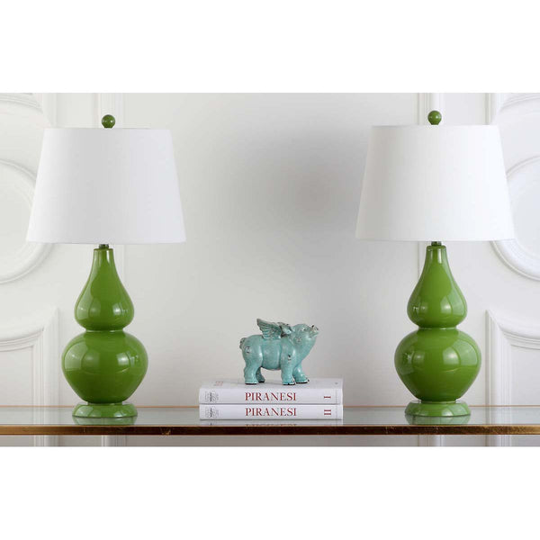 safavieh Safavieh Cybil 26 Inch H Double Gourd Lamp - Green (Set of 2)