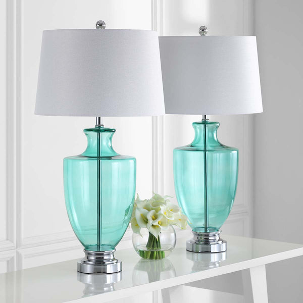 Safavieh Safavieh Desiree 30 Inch H Glass Table Lamp-Green (Set Of 2)