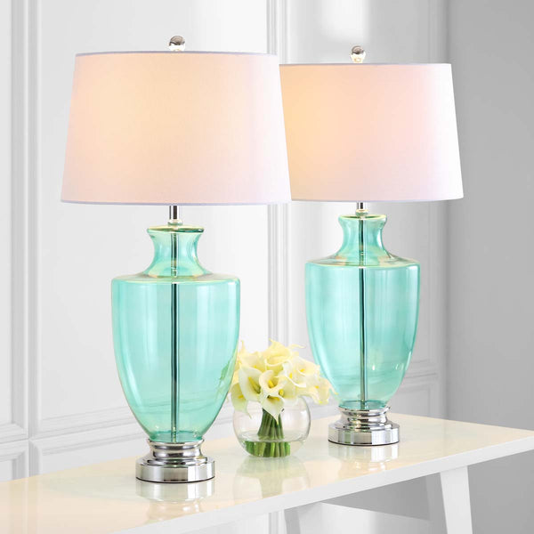 Safavieh Safavieh Desiree 30 Inch H Glass Table Lamp-Green (Set Of 2)