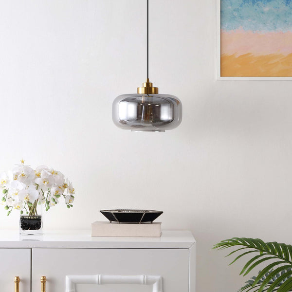 Safavieh Safavieh Edge 11 Inch Pendant - Smoke Grey / Brass