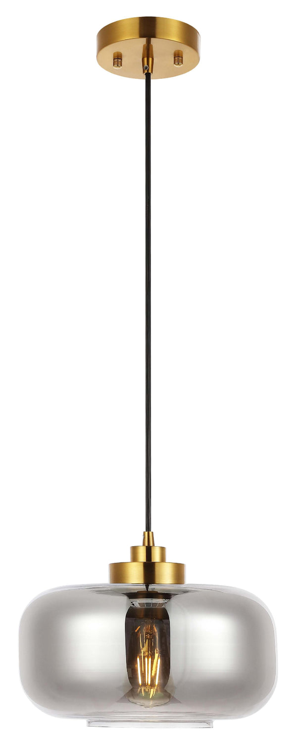 Safavieh Safavieh Edge 11 Inch Pendant - Smoke Grey / Brass