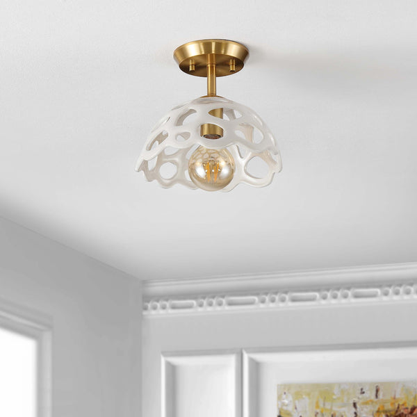 Safavieh Safavieh Eldrid Flush Mount - Brass Gold/White Shade
