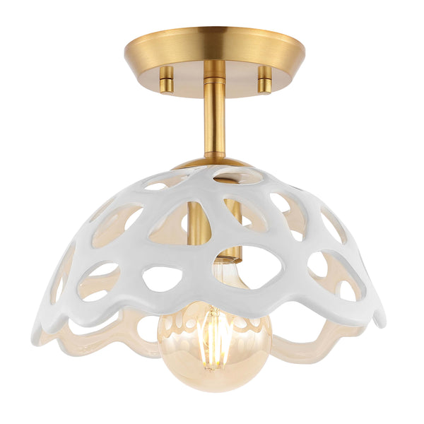 Safavieh Safavieh Eldrid Flush Mount - Brass Gold/White Shade