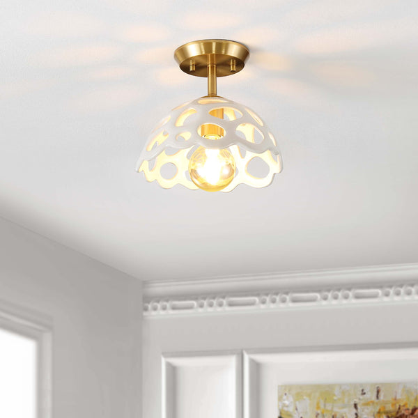 Safavieh Safavieh Eldrid Flush Mount - Brass Gold/White Shade