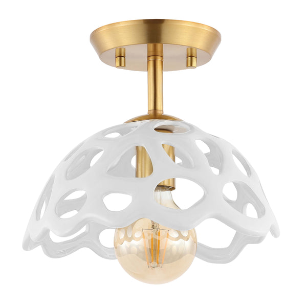 safavieh Safavieh Eldrid Flush Mount - Brass Gold/White Shade