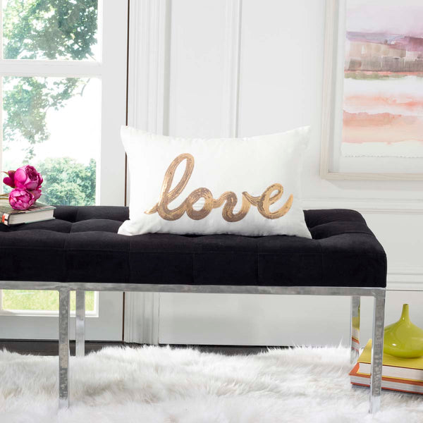 Safavieh Safavieh First Comes Love Pillow - Gold/Cream