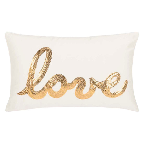 safavieh Safavieh First Comes Love Pillow - Gold/Cream