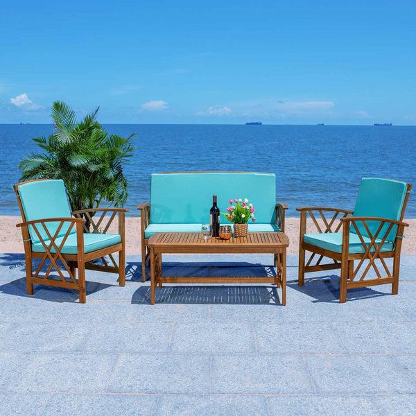 Safavieh Safavieh Fontana 4 Piece Outdoor Set - Natural / Aqua