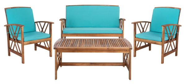 safavieh Safavieh Fontana 4 Piece Outdoor Set - Natural / Aqua