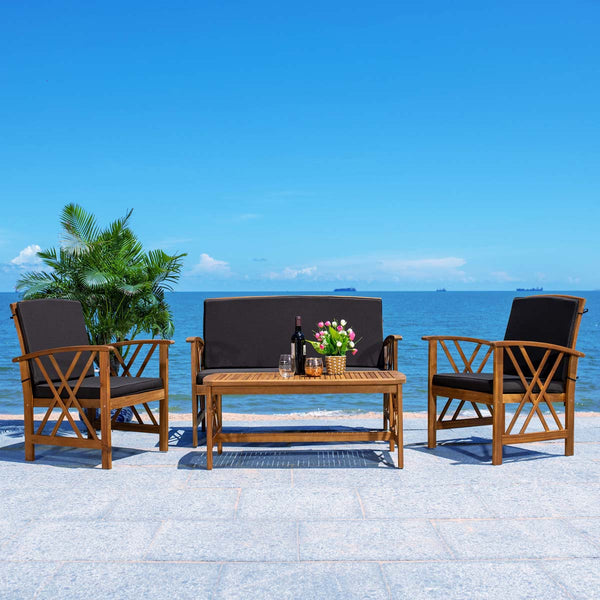 Safavieh Safavieh Fontana 4 Piece Outdoor Set - Natural / Black
