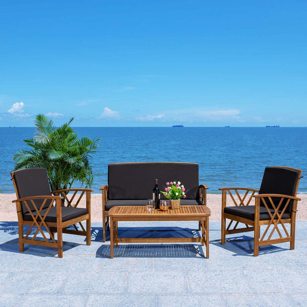 Safavieh Safavieh Fontana 4 Piece Outdoor Set - Natural / Black