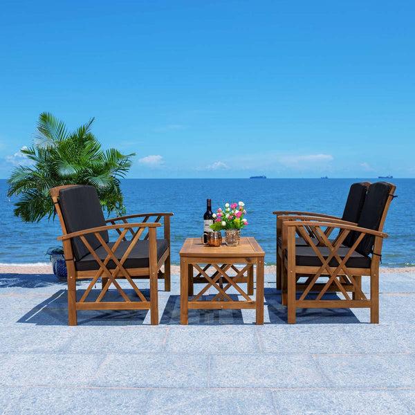 Safavieh Safavieh Fontana 4 Piece Outdoor Set - Natural / Black